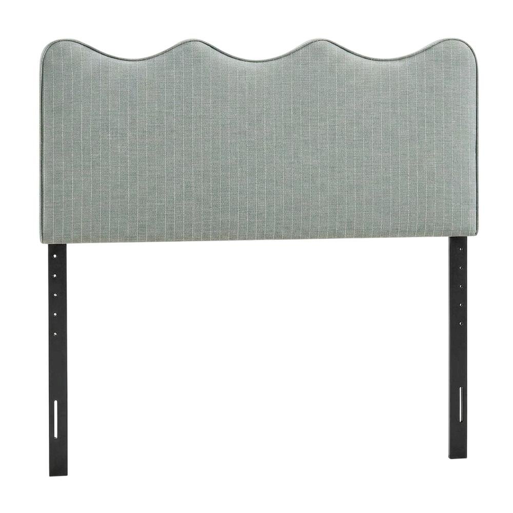 Striped Fabric King Headboard for Adjustable Bed with Storage, Spa Blue Stripe