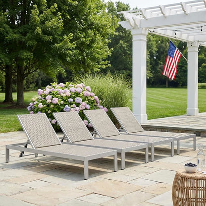 Aluminum Patio Lounge Chairs Set Of 4 With Sturdy Frame For Outdoor Spaces