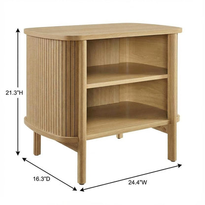 Brown Nightstand with Open Storage and Modern Design