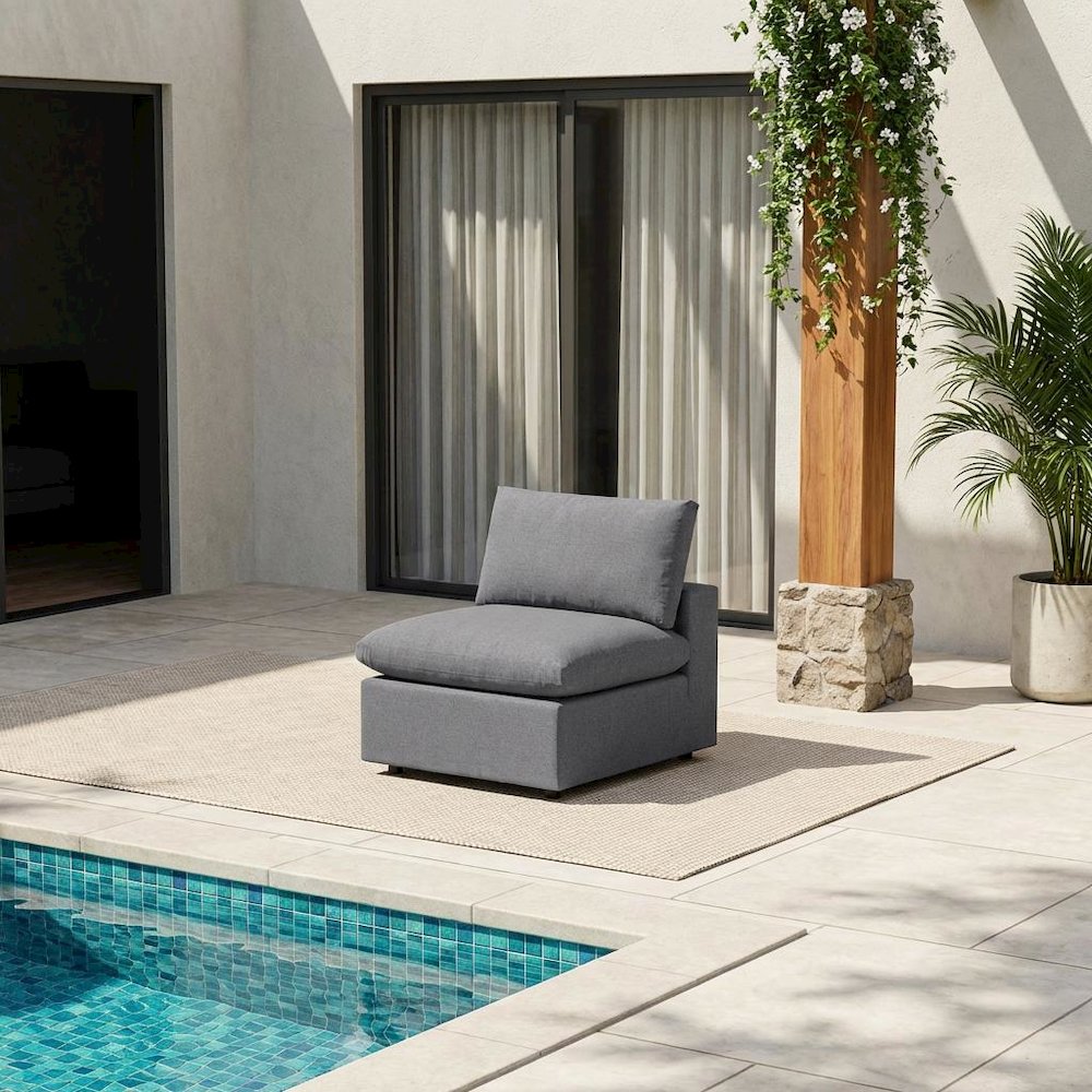 Outdoor Patio Armless Lounge Chair In Weather-Resistant Finish