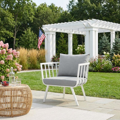 Outdoor Patio Aluminum Armchair With Cushioned Seat For Comfort