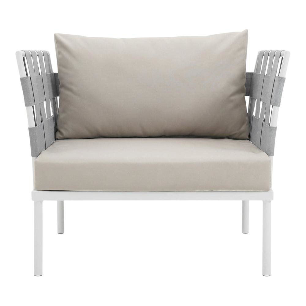 Outdoor Patio Aluminum Armchair With Weather-Resistant Frame And Cushioned Seat