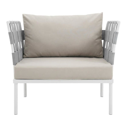 Outdoor Patio Aluminum Armchair With Weather-Resistant Frame And Cushioned Seat