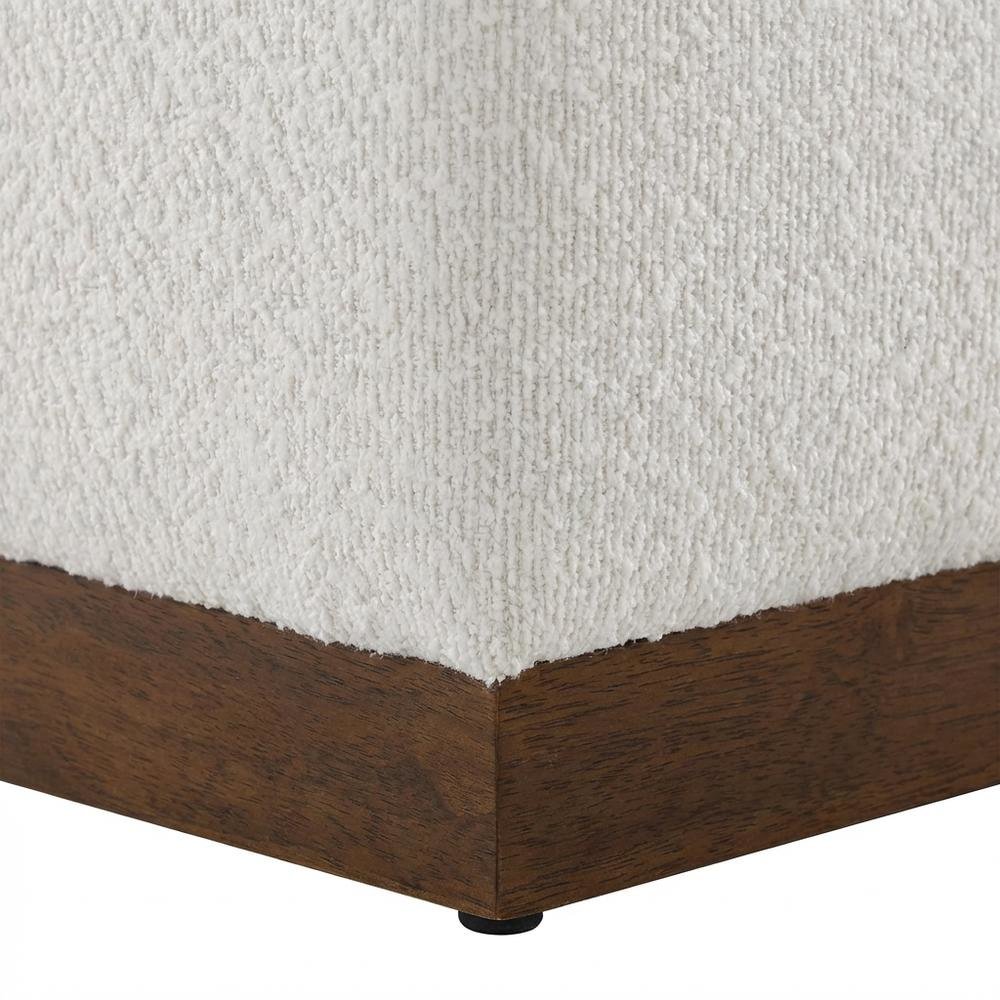Square Boucle Upholstered Ottoman, Neutral Tone, Versatile Seating, Footrest