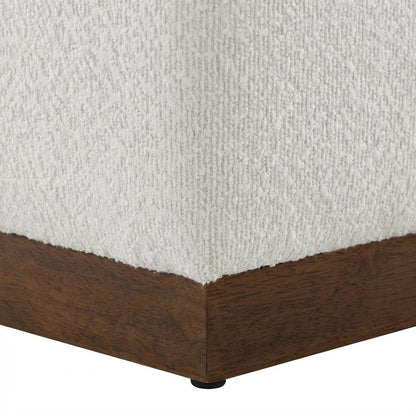Square Boucle Upholstered Ottoman, Neutral Tone, Versatile Seating, Footrest