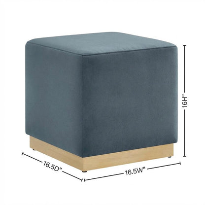 Square Upholstered Ottoman In Performance Velvet With Modern Design