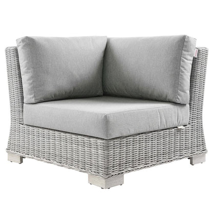 Outdoor Patio Wicker Rattan Corner Chair With Cushioned Seating