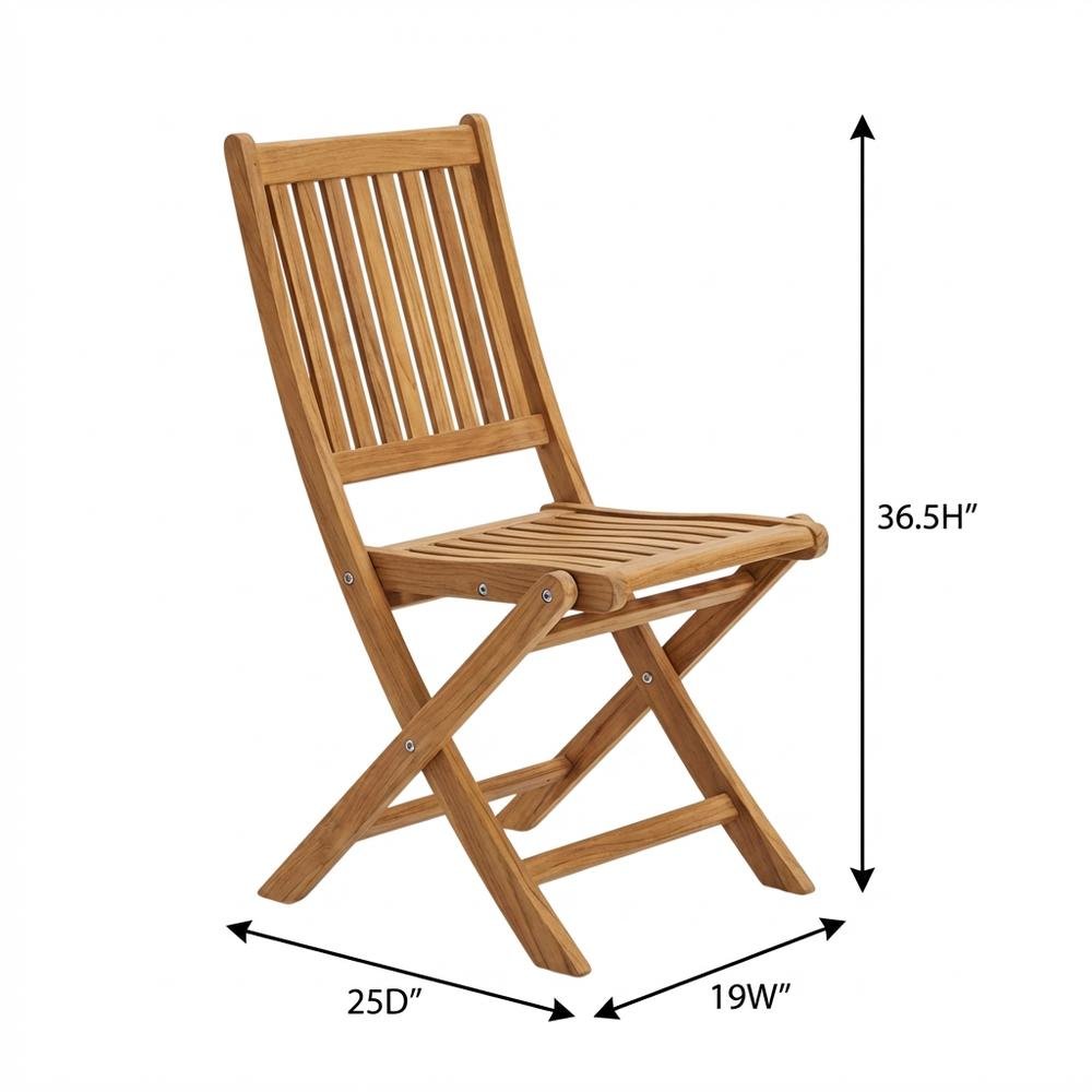 Weather-Resistant Teak Outdoor Folding Chair With Comfortable Backrest