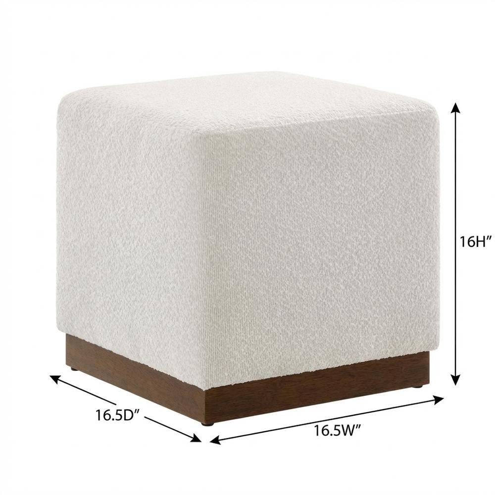 Square Boucle Upholstered Ottoman, Neutral Tone, Versatile Seating, Footrest