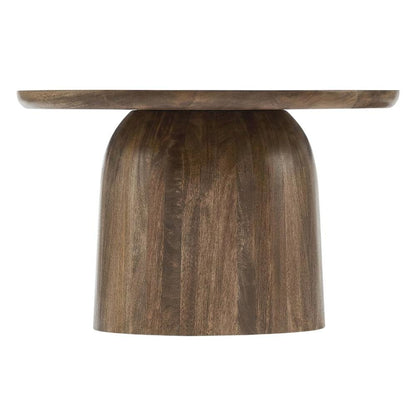 Round Wood Coffee Table with Sleek Design and Solid Oak Finish