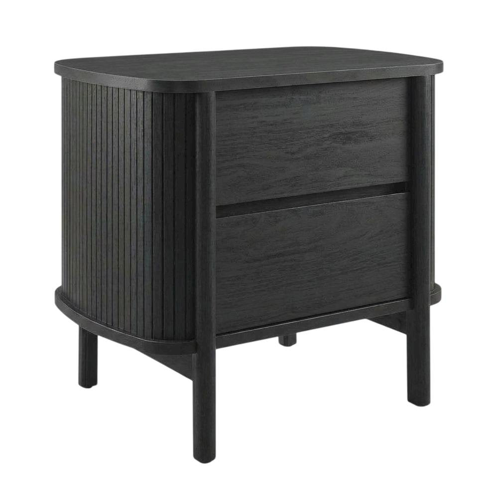 Wooden Nightstand in Black Finish with Sleek Design and Easy-To-Access Drawer
