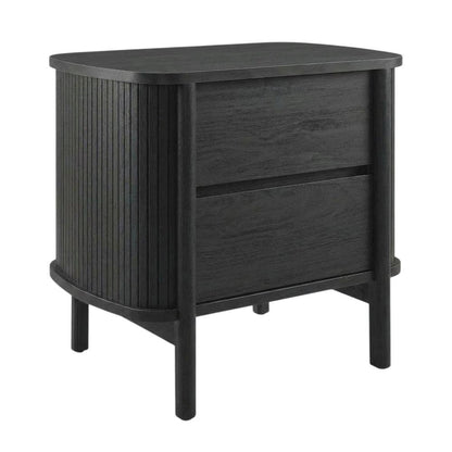 Wooden Nightstand in Black Finish with Sleek Design and Easy-To-Access Drawer