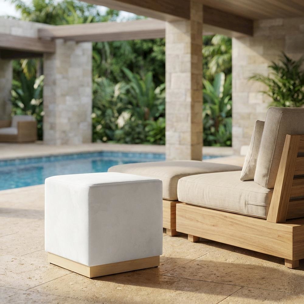 Velvet Upholstered Ottoman In Performance Fabric With Classic Design