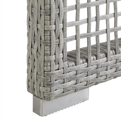 Wicker Rattan Outdoor Side Table in Neutral Finish with Weather-Resistant Design