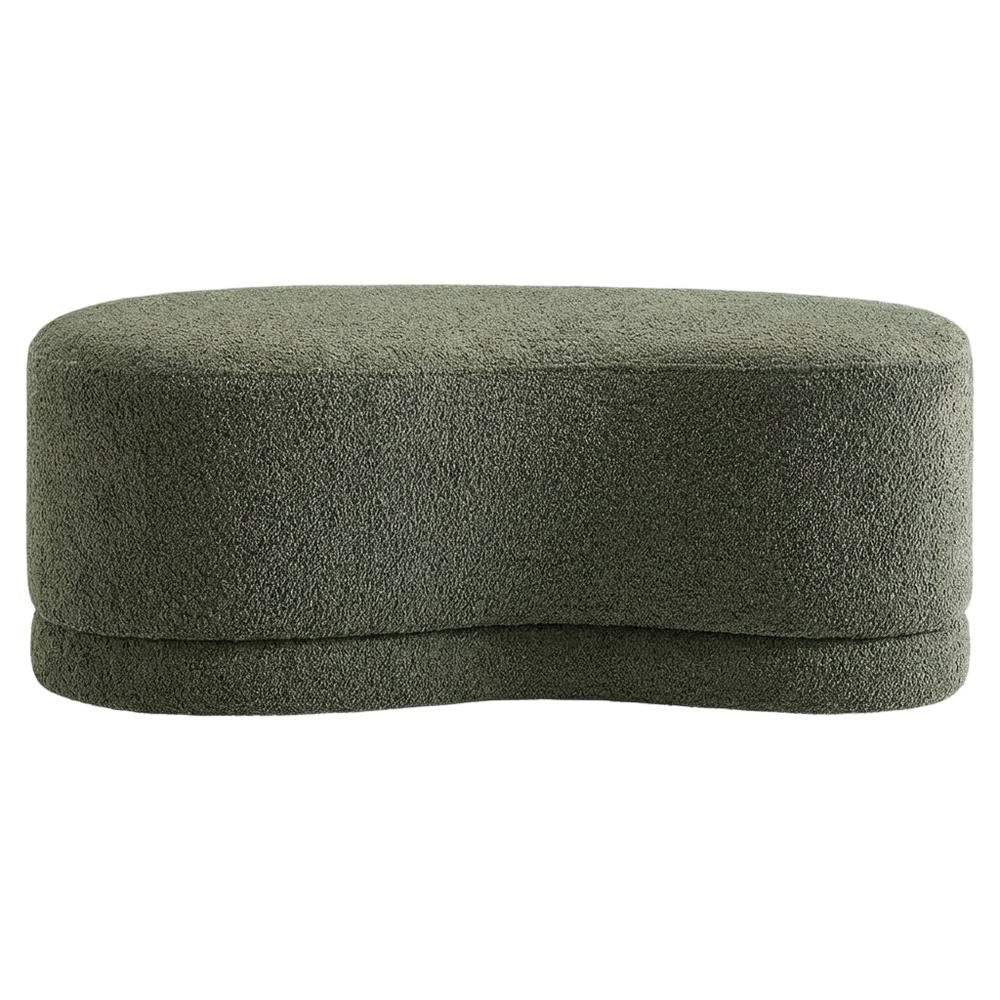 Outdoor Upholstered Ottoman Bench In Neutral Fabric For Patio Use