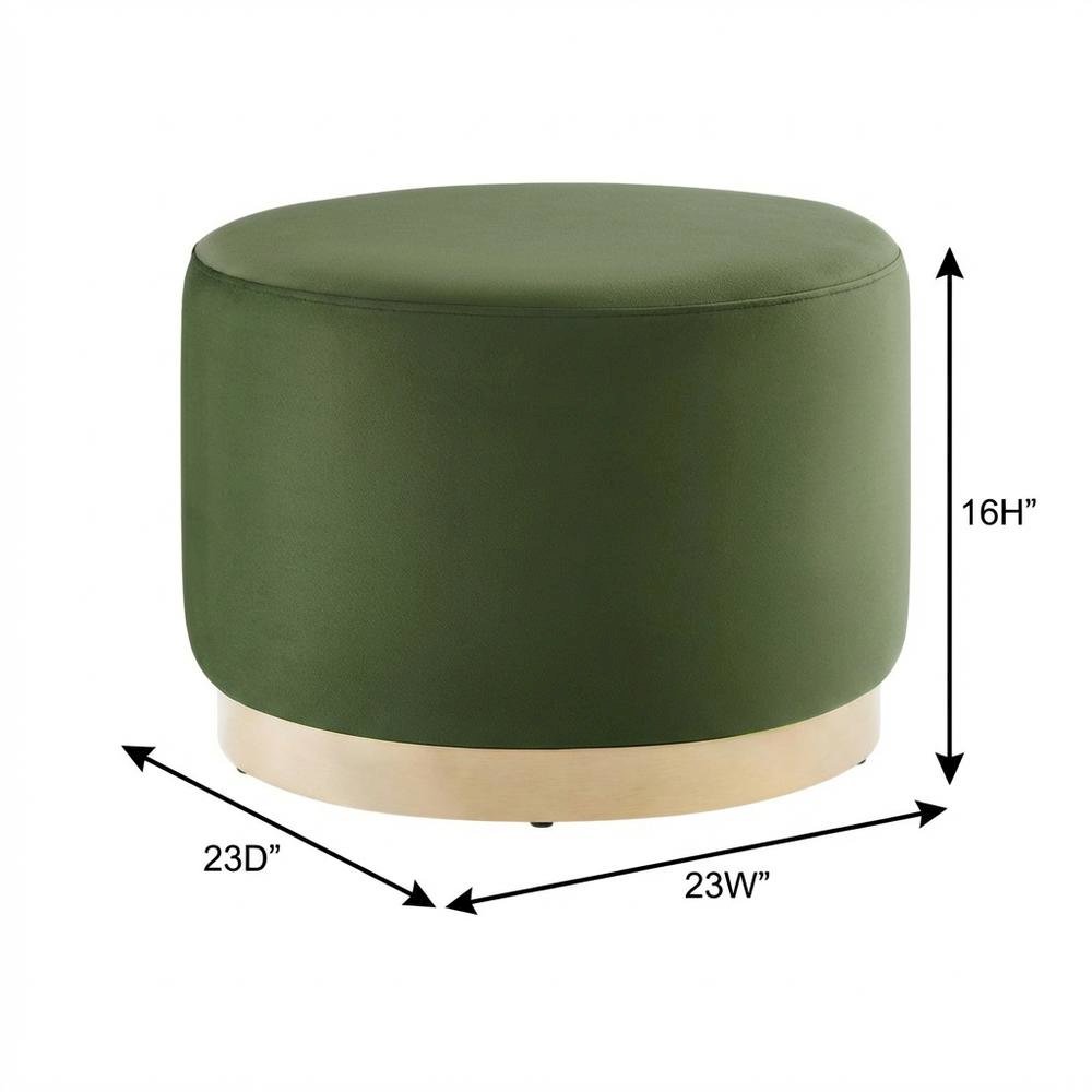 Performance Velvet Round Ottoman, Neutral Color, Plush Upholstery, Sturdy Base