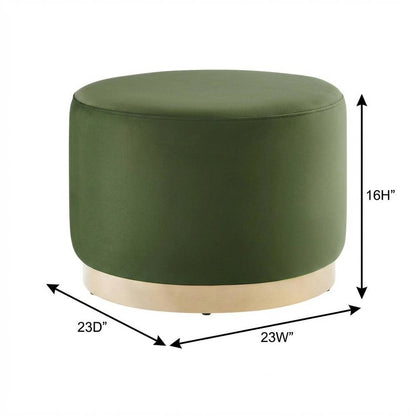 Performance Velvet Round Ottoman, Neutral Color, Plush Upholstery, Sturdy Base