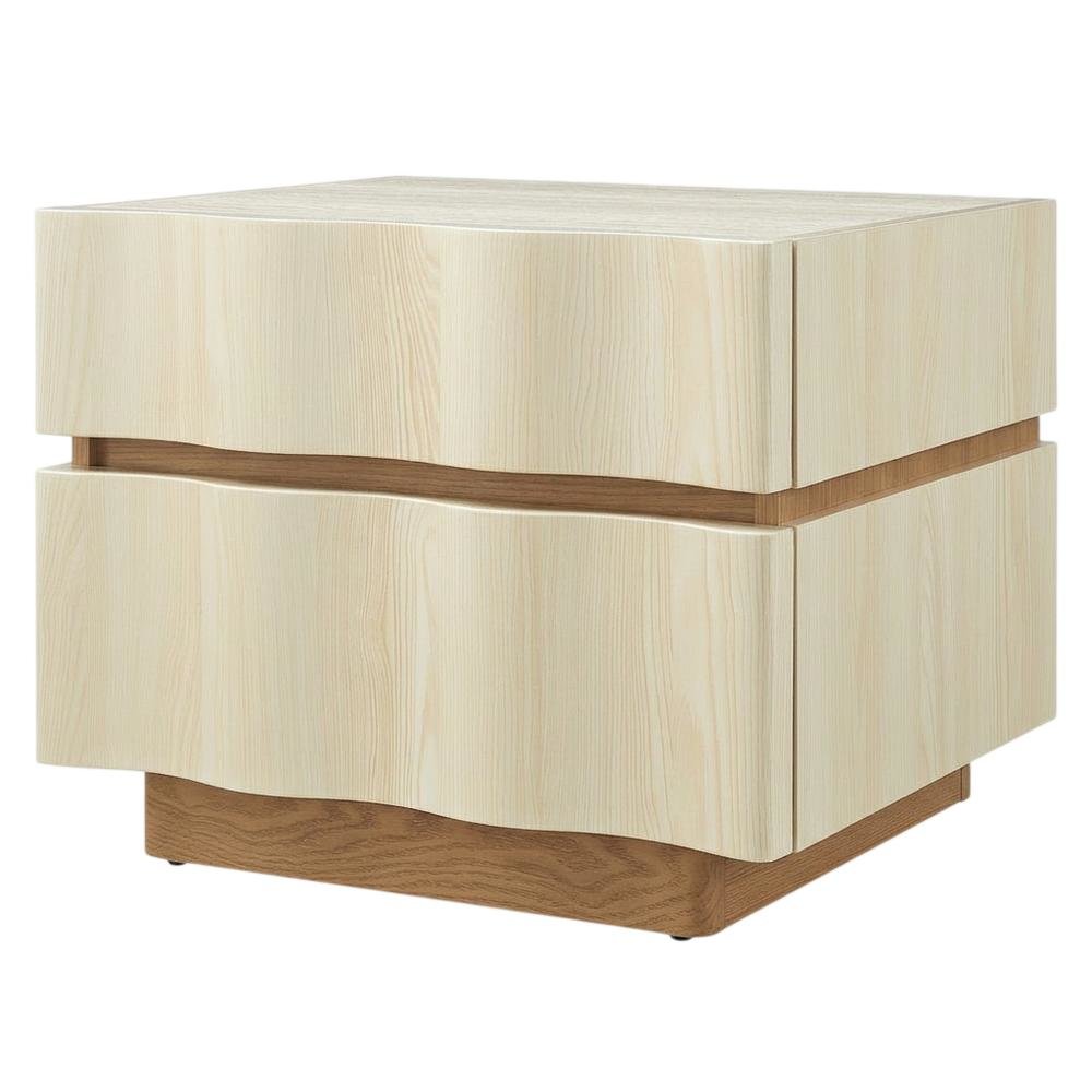 Black 2-Drawer Nightstand with Wooden Finish and Modern Design