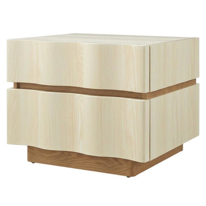 Black 2-Drawer Nightstand with Wooden Finish and Modern Design
