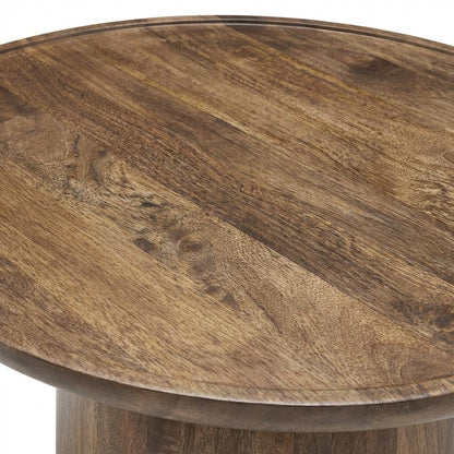 Round Wood Coffee Table with Sleek Design and Solid Oak Finish