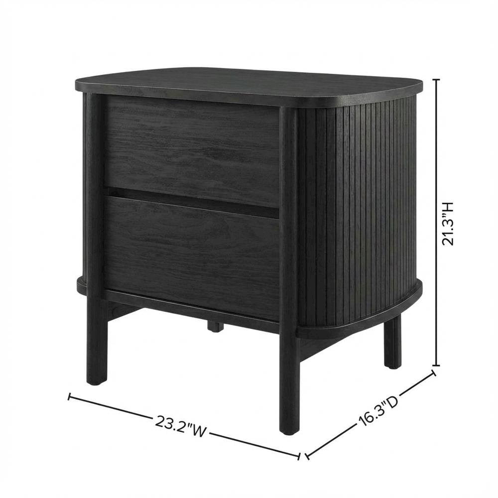 Wooden Nightstand in Black Finish with Sleek Design and Easy-To-Access Drawer