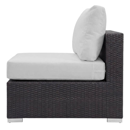 Outdoor Patio Armless Lounge Chair With Cushioned Support