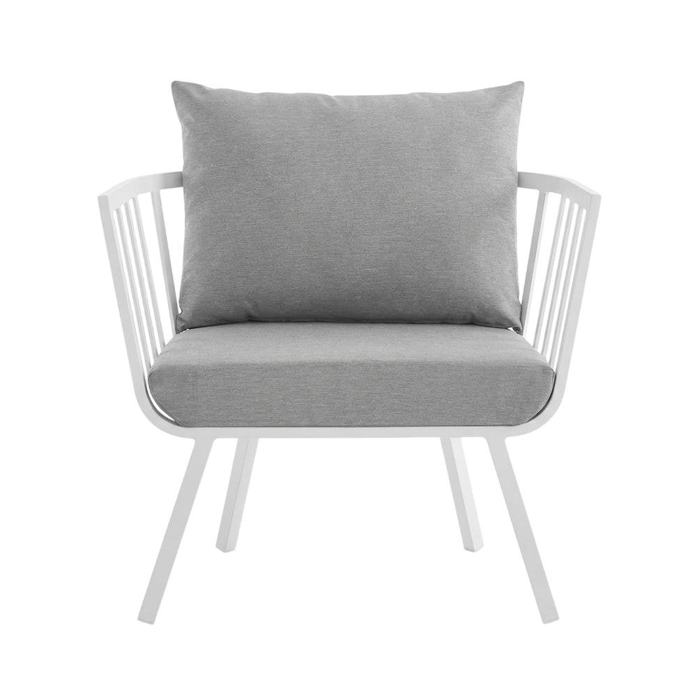 Outdoor Patio Aluminum Armchair With Cushioned Seat For Comfort