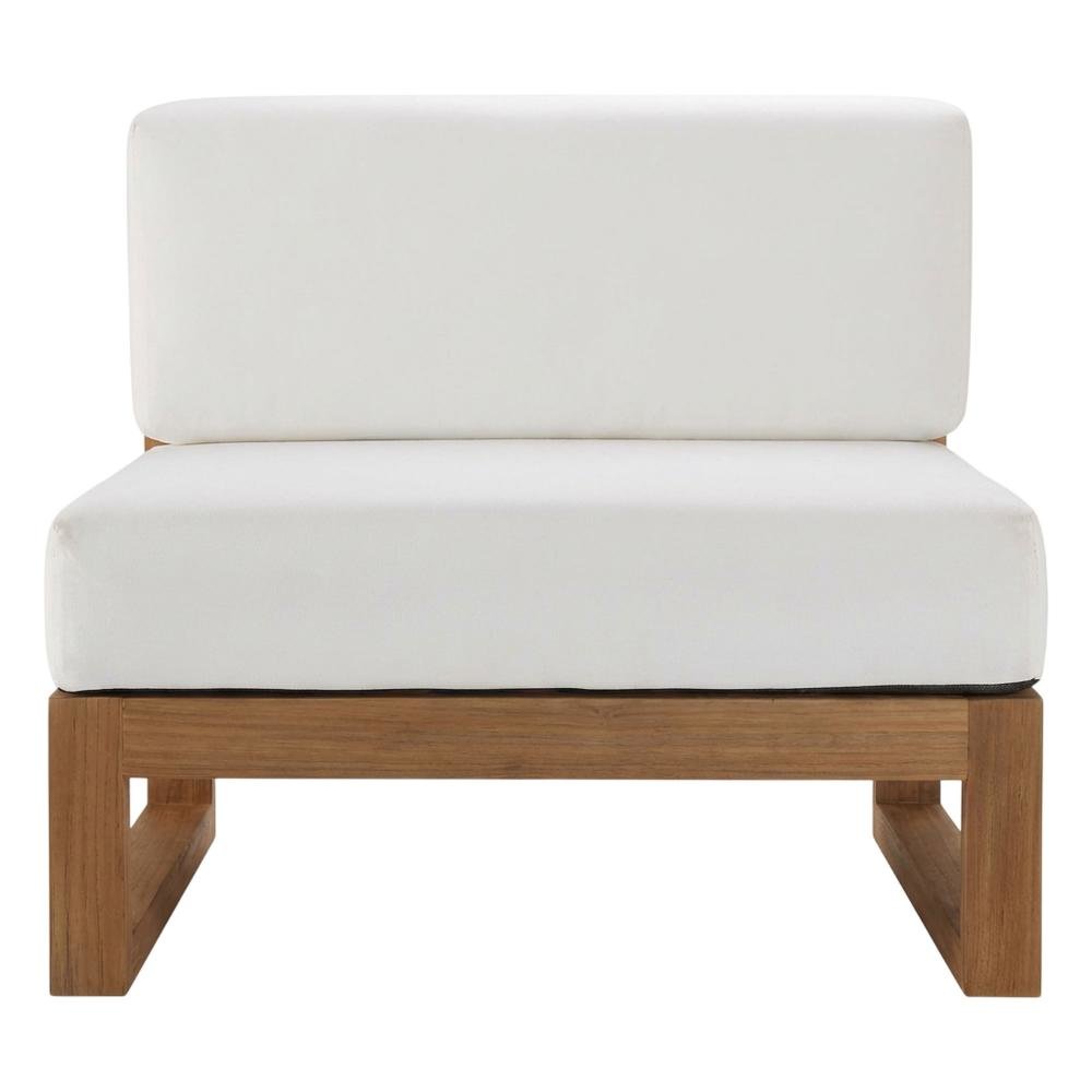 Teak Wood Armless Outdoor Lounge Chair With Comfortable Backrest