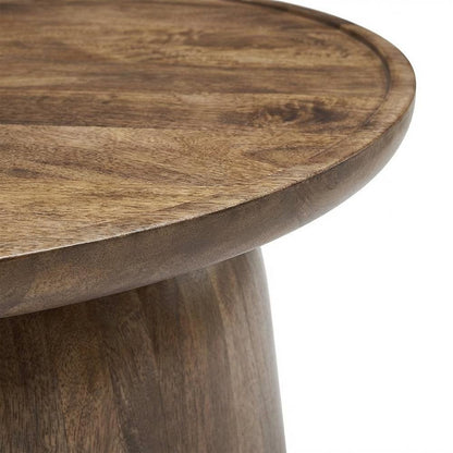 Round Wood Coffee Table with Sleek Design and Solid Oak Finish