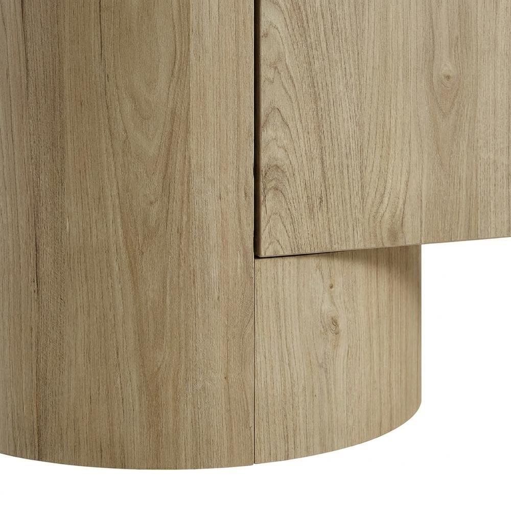 Oval Entertainment Center TV Console Cabinet with Storage and Drawers, Light Oak