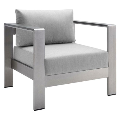 Aluminum Fabric Outdoor Patio Armchair With Cushioned Seating