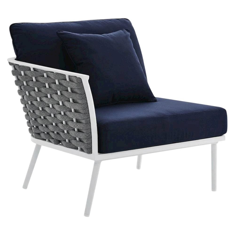 Aluminum Left-Facing Patio Lounge Chair With Cushioned Seat