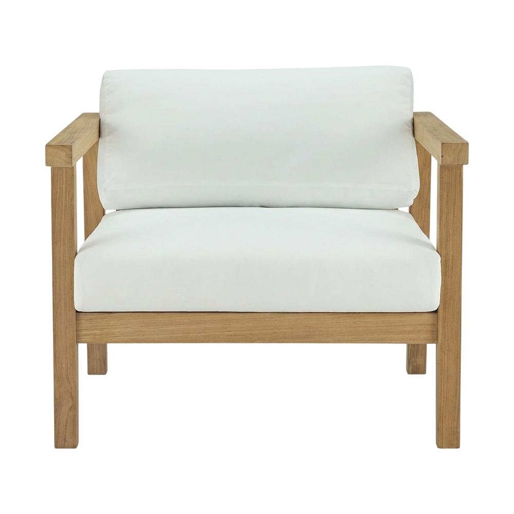 Outdoor Patio Teak Armchair With Cushioned Seating And Comfortable Back Support