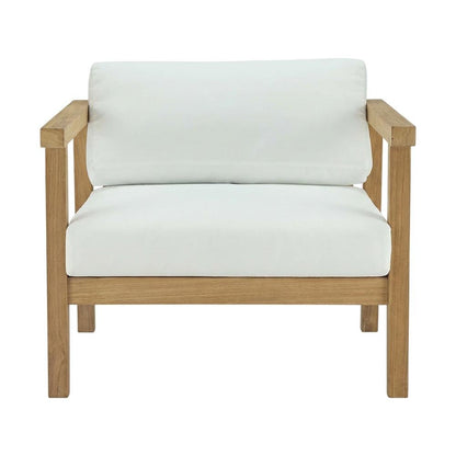 Outdoor Patio Teak Armchair With Cushioned Seating And Comfortable Back Support