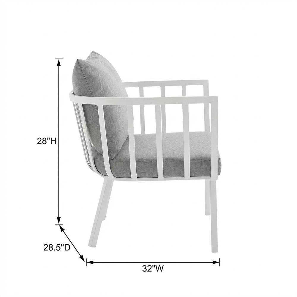 Outdoor Patio Aluminum Armchair With Cushioned Seat For Comfort