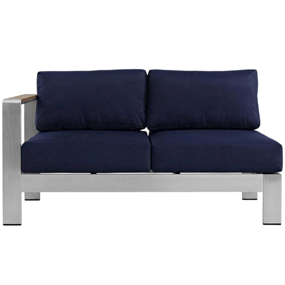 Outdoor Left-Arm Corner Sectional Loveseat - Aluminum Frame, Cushioned Seating