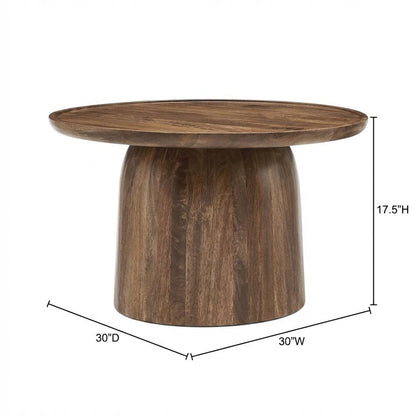 Round Wood Coffee Table with Sleek Design and Solid Oak Finish