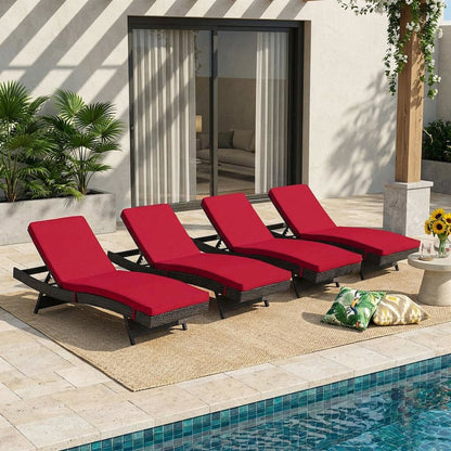 Outdoor Patio Chaise Set Of 4 With Cushioned Lounge Chairs, Backyard Relaxation