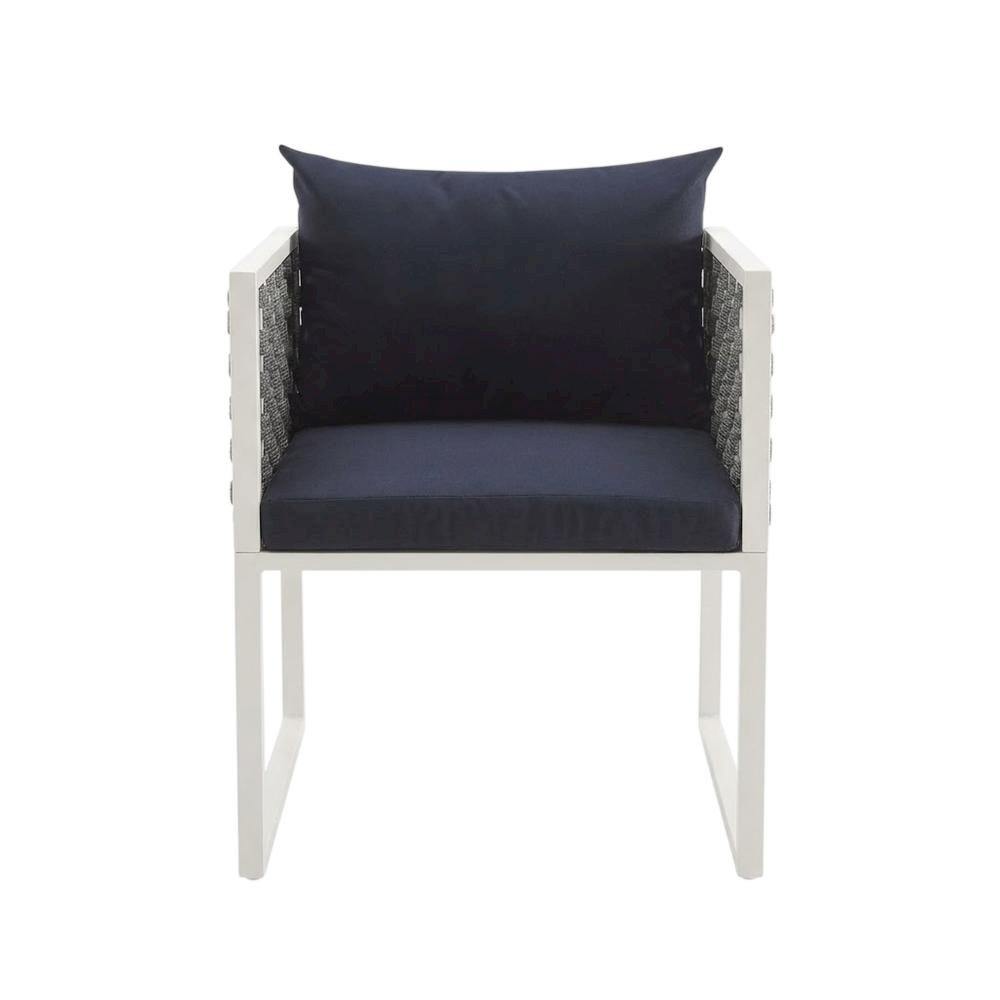 Aluminum Outdoor Patio Dining Armchair Set Of 2 With Cushioned Seating