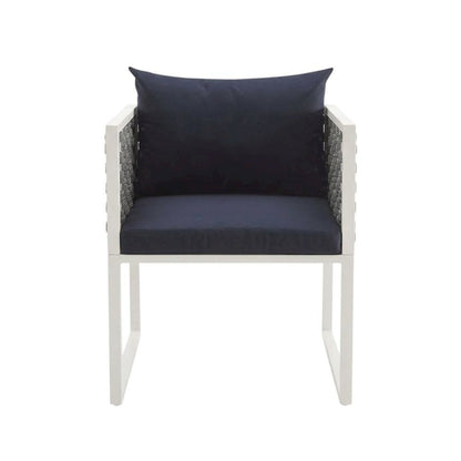 Aluminum Outdoor Patio Dining Armchair Set Of 2 With Cushioned Seating