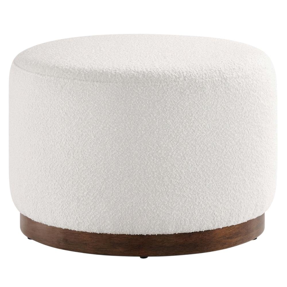 Round Boucle Upholstered Ottoman For Outdoor Lounge And Seating