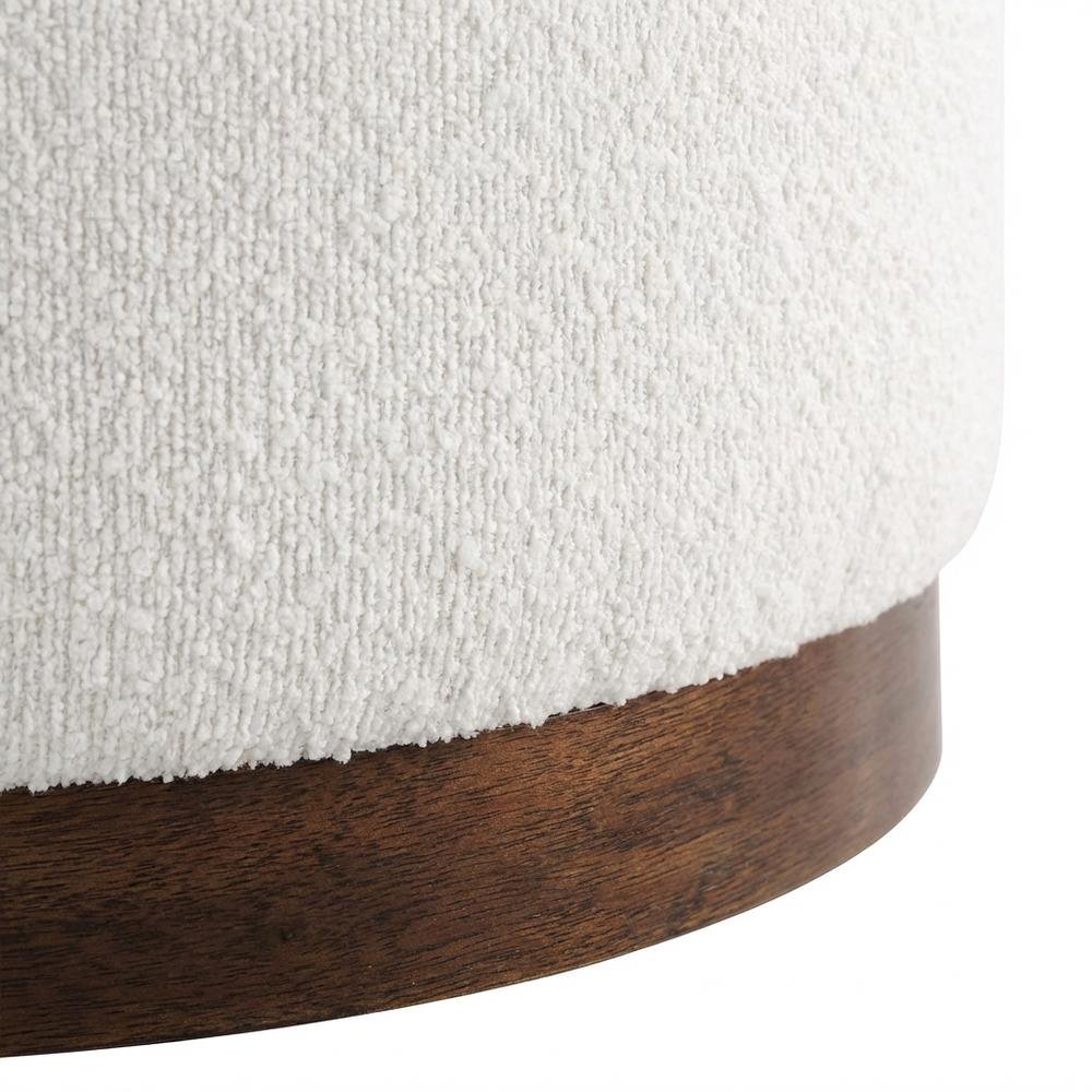 Round Boucle Upholstered Ottoman For Outdoor Lounge And Seating
