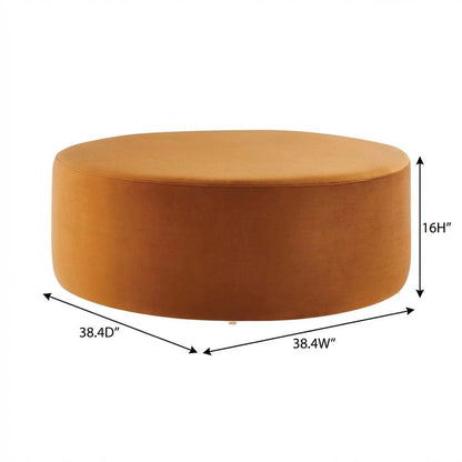 Performance Velvet 38-Inch Round Outdoor Ottoman, Plush Upholstery, Versatile