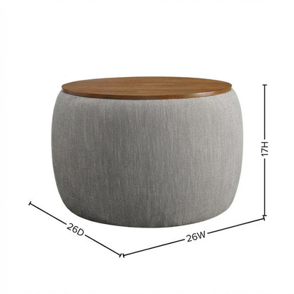 Woven Heathered Fabric Upholstered Storage Ottoman, Soft Cushion Seat, Durable