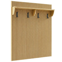 Brown Fluted Coat Rack Panel, Upper Shelf, Modern Entryway Hooks
