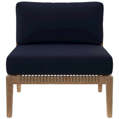 Teak Wood Outdoor Lounge Chair With Cushions And Armless Design