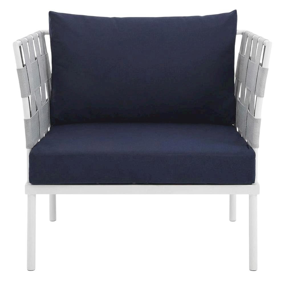 Outdoor Patio Aluminum Armchair With Cushioned Seat And Sleek Design