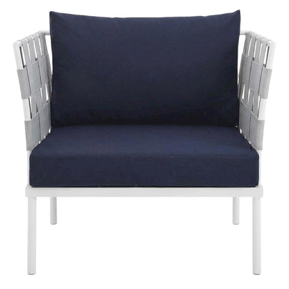 Outdoor Patio Aluminum Armchair With Cushioned Seat And Sleek Design