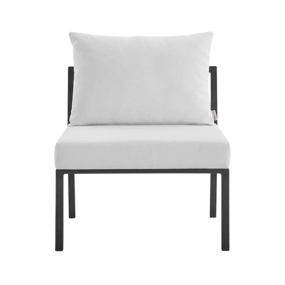 Outdoor Patio Aluminum Armless Lounge Chair With Cushioned Seat And Backrest