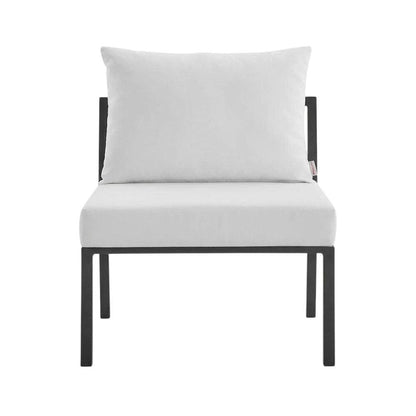 Outdoor Patio Aluminum Armless Lounge Chair With Cushioned Seat And Backrest